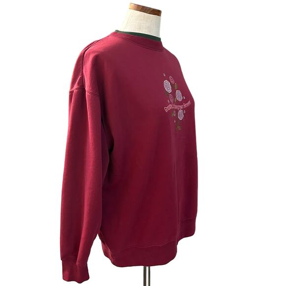 Vintage Grandmas Love Grows Forever Embroidered Sweatshirt L Red Granny 80s - Picture 6 of 10